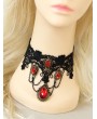 Handmade Black Lace Red Pendant Gothic Vampire Necklace