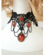 Handmade Black Lace Red Pendant Gothic Vampire Necklace