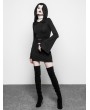 Punk Rave Black Gothic Witch Belt Short Hooded Dress