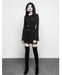 Punk Rave Black Gothic Witch Belt Short Hooded Dress