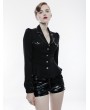 Punk Rave Black Gothic Military Uniform Long Sleeve Shirt for Women