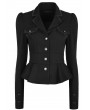 Punk Rave Black Gothic Military Uniform Long Sleeve Shirt for Women