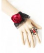 Handmade Black Lace Gothic Bracelet with Spider Ring