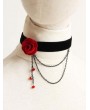 Handmade Red Flower Chain Gothic Vampire Necklace