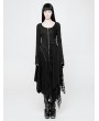 Punk Rave Black Gothic Punk Knitted Decadent Asymmetric Dress