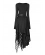 Punk Rave Black Gothic Punk Knitted Decadent Asymmetric Dress