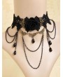 Handmade Black Lace Flower Chain Gothic Necklace