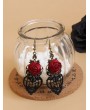 Handmade Black Lace Red Flower Gothic Earrings