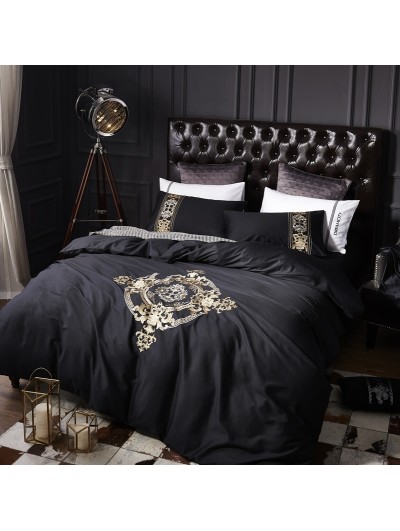 Black Gothic Vintage Embroidery Comforter Set 