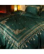 Gorgeous Green Vintage Crown Embroidery Comforter Set 