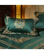 Gorgeous Green Vintage Crown Embroidery Comforter Set 