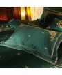 Gorgeous Green Vintage Crown Embroidery Comforter Set 