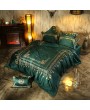 Gorgeous Green Vintage Crown Embroidery Comforter Set 