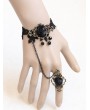 Handmade Black Lace Flower Gothic Bracelet Ring Jewelry