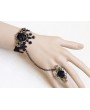 Handmade Black Lace Flower Gothic Bracelet Ring Jewelry