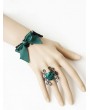 Handmade Green Bow Flower Gothic Bracelet Ring Jewelry