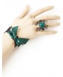 Handmade Green Bow Flower Gothic Bracelet Ring Jewelry