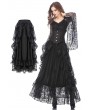 Dark in Love Black Gothic Eleglant Lace Long Skirt