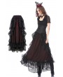 Dark in Love Black and Red Gothic Eleglant Lace Long Skirt