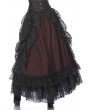 Dark in Love Black and Red Gothic Eleglant Lace Long Skirt