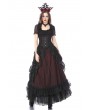 Dark in Love Black and Red Gothic Eleglant Lace Long Skirt