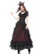 Dark in Love Black and Red Gothic Eleglant Lace Long Skirt