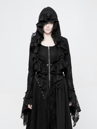 Punk Rave Black Gothic Decadent Short Coat for Women