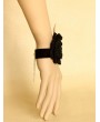 Handmade Black Yarn Flower Gothic Bracelet with Bat Accents