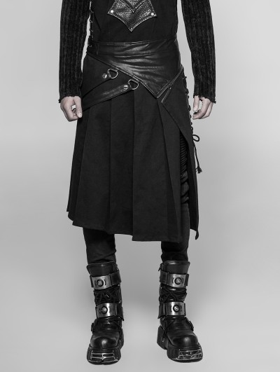 Punk Rave Black Gothic Punk Removable Half Skirt for Men