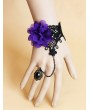 Handmade Black Lace Purple Flower Gothic Bracelet Ring Jewelry