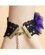 Handmade Black Lace Purple Flower Gothic Bracelet Ring Jewelry