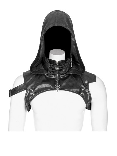 Punk Rave Black Gothic Punk Hooded Accessory for Men