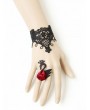 Handmade Black Lace Gothic Bracelet with Swan Ring
