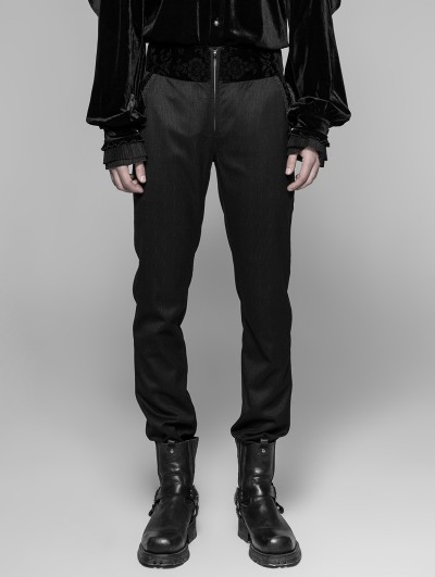 Punk Rave Black Gothic Dark Stripes Trousers for Men