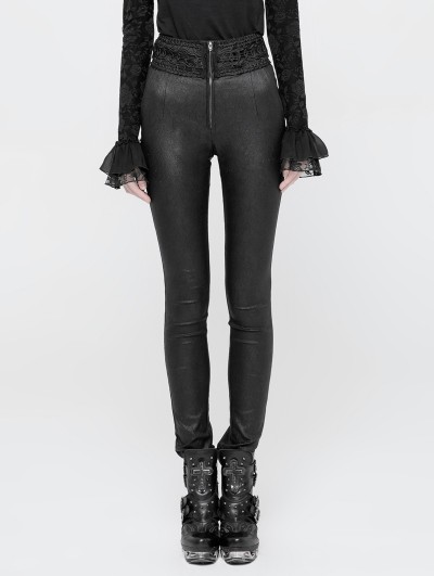 Punk Rave Black Gothic Jacquard High Waist Pants for Women