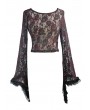 Devil Fashion Red Gothic Lace Semitransparent Shirt for Women