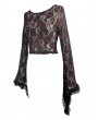 Devil Fashion Red Gothic Lace Semitransparent Shirt for Women