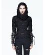 Devil Fashion Black Gothic Hole Hooded Long Sleeves Shirt for Women