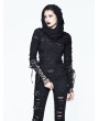 Devil Fashion Black Gothic Hole Hooded Long Sleeves Shirt for Women