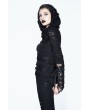 Devil Fashion Black Gothic Hole Hooded Long Sleeves Shirt for Women