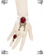 Handmade White Lace Red Flower Gothic Bracelet Ring Jewelry