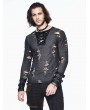 Devil Fashion Steampunk Long Sleeves Hole Knit Shirt for Men