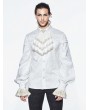 Devil Fashion White Gothic Retro Palace Style Men's Blouse with Detachable Bowtie