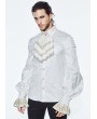 Devil Fashion White Gothic Retro Palace Style Men's Blouse with Detachable Bowtie