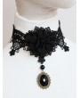 Handmade Black Lace Flower Pendant Gothic Necklace