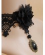 Handmade Black Lace Flower Pendant Gothic Necklace