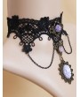 Handmade Black Lace Purple Flower Pendant Gothic Victorian Necklace