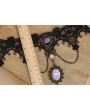 Handmade Black Lace Purple Flower Pendant Gothic Victorian Necklace