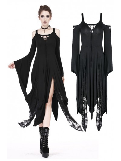 Dark in Love Black Romantic Gothic Irregular Long Dress