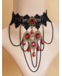 Handmade Black Lace Red Pendant Chain Gothic Vampire Necklace